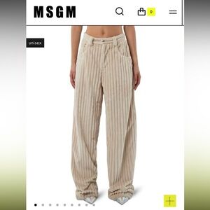 MSGM Beige Wide Leg Corduroy Pants
